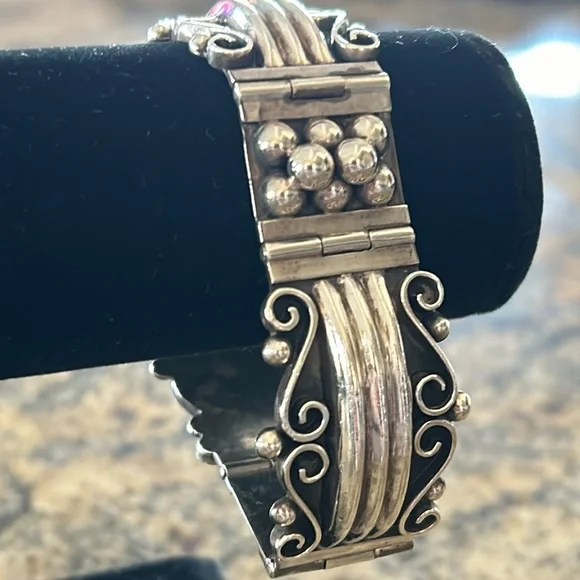Mexico 925 Sterling silver art deco hinged bracelet - Picture 12 of 12